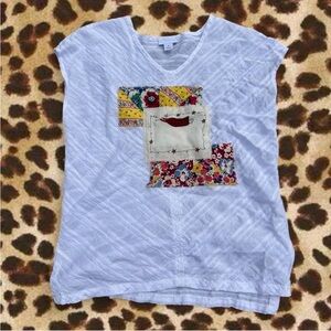 Women’s small handmade white patchwork tank swim cover Liz Claiborne